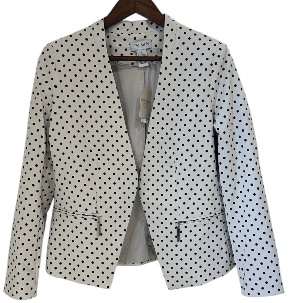 Carmen Marc Valvo Blazer Polka Dot Jacket Womens Size 6
